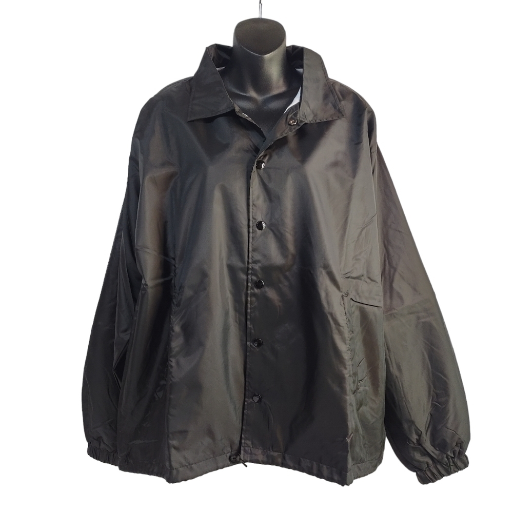 First Class Men's Black 100% Nylon Windbreaker Jacket Size M NWT